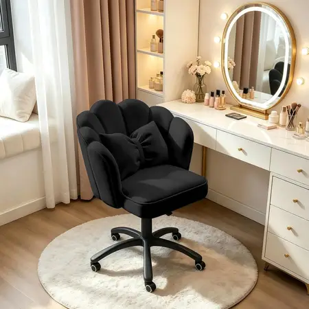 Upholstered Home Office Chair with Bow Cushion Velvet